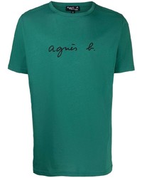 T-shirt à col rond imprimé vert foncé agnès b.