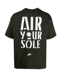 T-shirt à col rond imprimé vert foncé Nike