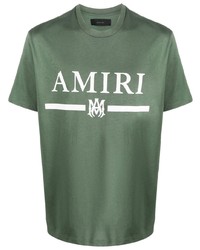 T-shirt à col rond imprimé vert foncé Amiri