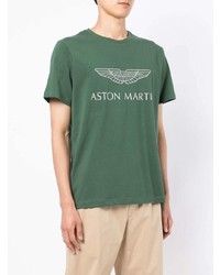 T-shirt à col rond imprimé vert foncé Hackett