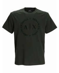 T-shirt à col rond imprimé vert foncé Armani Exchange