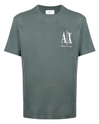 T-shirt à col rond imprimé vert foncé Armani Exchange