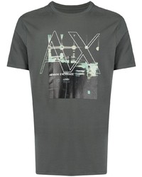 T-shirt à col rond imprimé vert foncé Armani Exchange