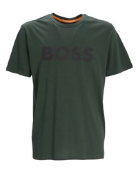 T-shirt à col rond imprimé vert foncé BOSS