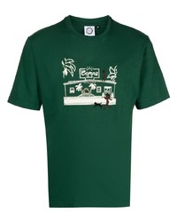 T-shirt à col rond imprimé vert foncé Carne Bollente