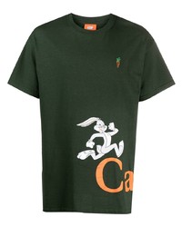 T-shirt à col rond imprimé vert foncé Carrots