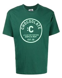 T-shirt à col rond imprimé vert foncé Chocoolate