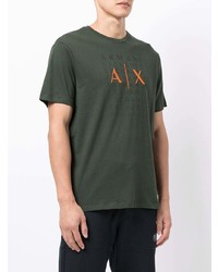 T-shirt à col rond imprimé vert foncé Armani Exchange