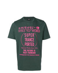 T-shirt à col rond imprimé vert foncé Diesel