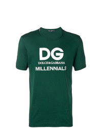T-shirt à col rond imprimé vert foncé Dolce & Gabbana