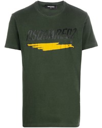 T-shirt à col rond imprimé vert foncé DSQUARED2