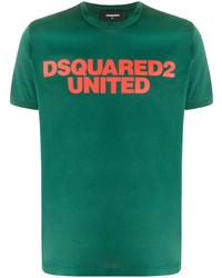 T-shirt à col rond imprimé vert foncé DSQUARED2