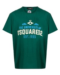 T-shirt à col rond imprimé vert foncé DSQUARED2