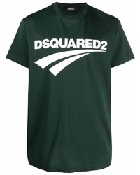 T-shirt à col rond imprimé vert foncé DSQUARED2