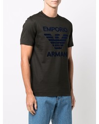 T-shirt à col rond imprimé vert foncé Emporio Armani