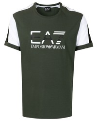 T-shirt à col rond imprimé vert foncé Ea7 Emporio Armani