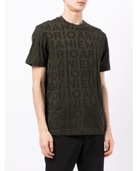 T-shirt à col rond imprimé vert foncé Emporio Armani