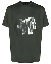 T-shirt à col rond imprimé vert foncé Emporio Armani