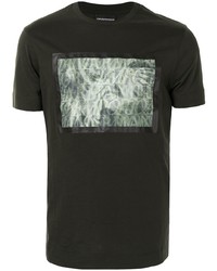 T-shirt à col rond imprimé vert foncé Emporio Armani