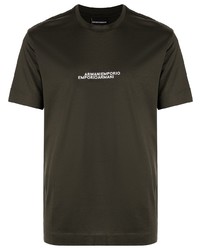 T-shirt à col rond imprimé vert foncé Emporio Armani