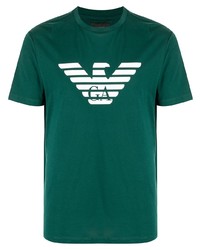 T-shirt à col rond imprimé vert foncé Emporio Armani