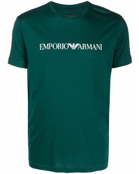 T-shirt à col rond imprimé vert foncé Emporio Armani