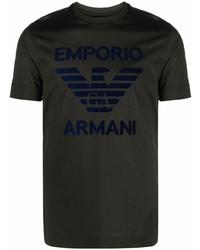 T-shirt à col rond imprimé vert foncé Emporio Armani