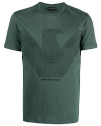 T-shirt à col rond imprimé vert foncé Emporio Armani