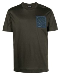 T-shirt à col rond imprimé vert foncé Emporio Armani