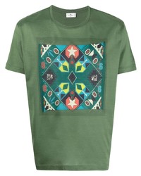 T-shirt à col rond imprimé vert foncé Etro