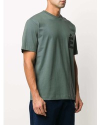 T-shirt à col rond imprimé vert foncé Études