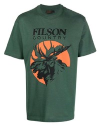 T-shirt à col rond imprimé vert foncé Filson