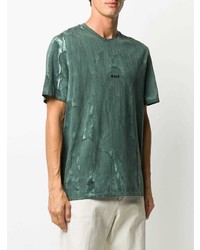 T-shirt à col rond imprimé vert foncé MSGM