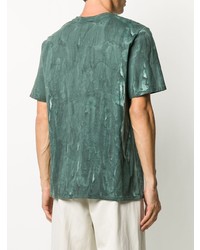 T-shirt à col rond imprimé vert foncé MSGM