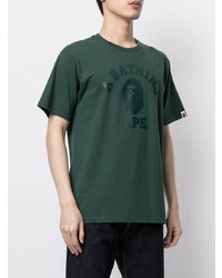 T-shirt à col rond imprimé vert foncé A Bathing Ape