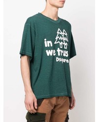 T-shirt à col rond imprimé vert foncé DSQUARED2