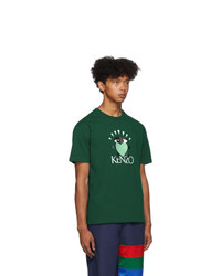 T-shirt à col rond imprimé vert foncé Kenzo