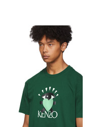 T-shirt à col rond imprimé vert foncé Kenzo