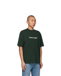 T-shirt à col rond imprimé vert foncé Balenciaga