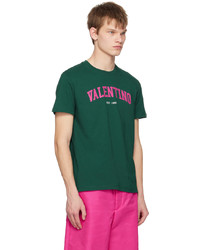 T-shirt à col rond imprimé vert foncé Valentino