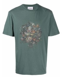 T-shirt à col rond imprimé vert foncé Han Kjobenhavn