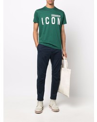 T-shirt à col rond imprimé vert foncé DSQUARED2