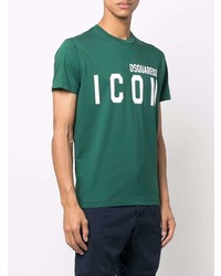 T-shirt à col rond imprimé vert foncé DSQUARED2