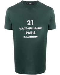 T-shirt à col rond imprimé vert foncé Karl Lagerfeld
