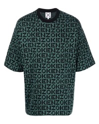 T-shirt à col rond imprimé vert foncé Kenzo