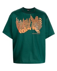 T-shirt à col rond imprimé vert foncé Kolor