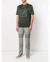 T-shirt à col rond imprimé vert foncé Lanvin