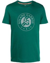 T-shirt à col rond imprimé vert foncé Lacoste
