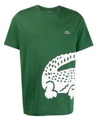 T-shirt à col rond imprimé vert foncé Lacoste