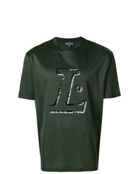 T-shirt à col rond imprimé vert foncé Lanvin